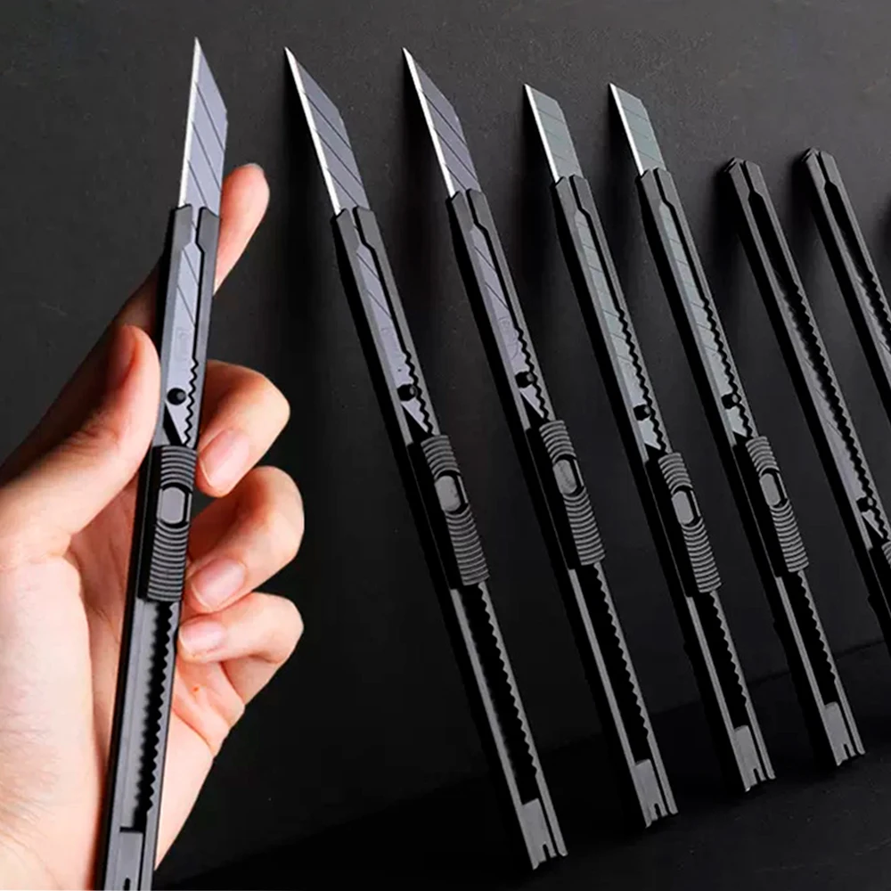 Briefpapier Klappmesser Utility Metal 30 °   Kleiner Papierschneider, selbstsicherndes Design zum Auspacken, Schnittwerkzeug, Künstlerbedarf, Klinge 9 mm