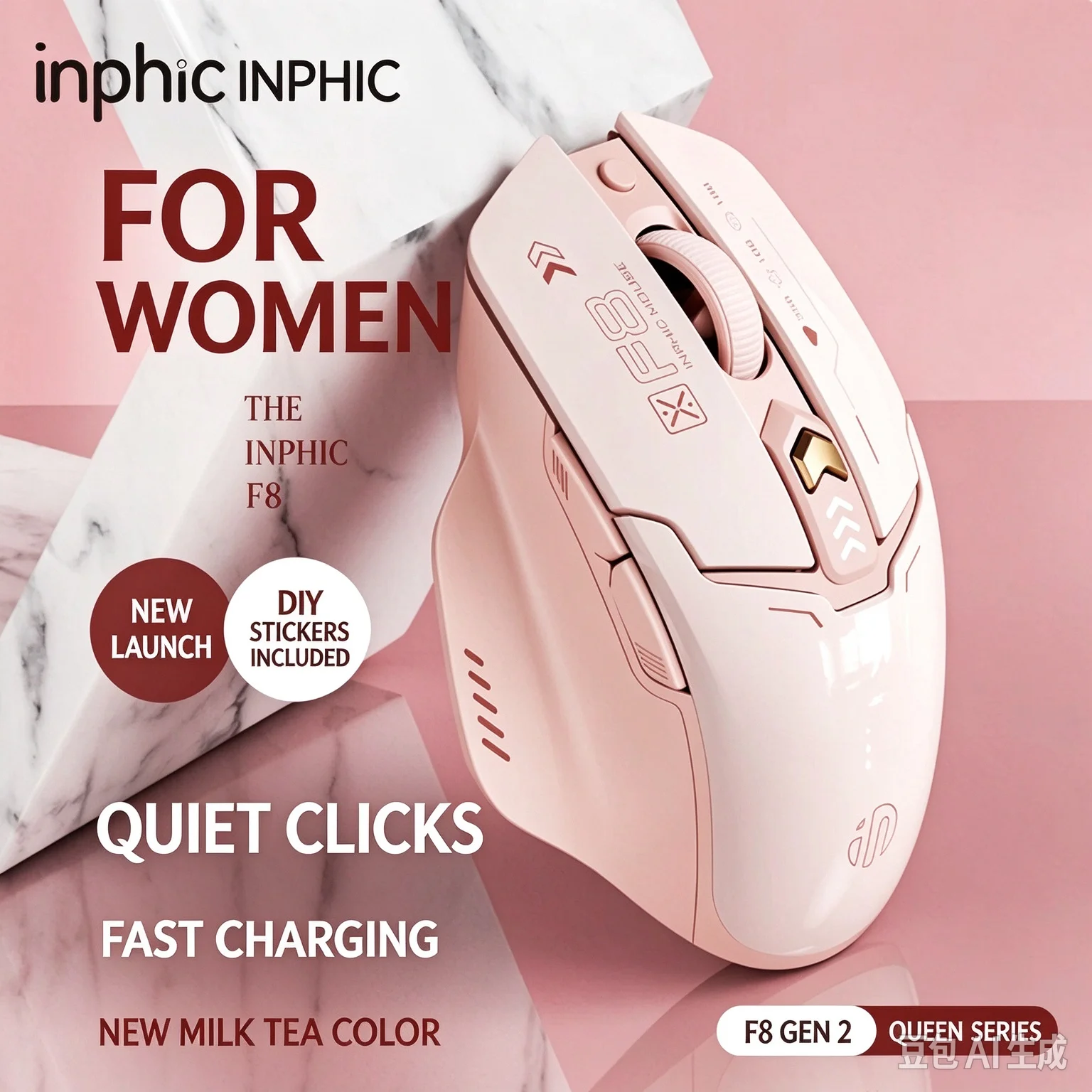 Inphic F8 2.4GHz Wireless Mouse Rechargeable  2400dpi Optical Mice for Laptop PC Type C Fast Charge