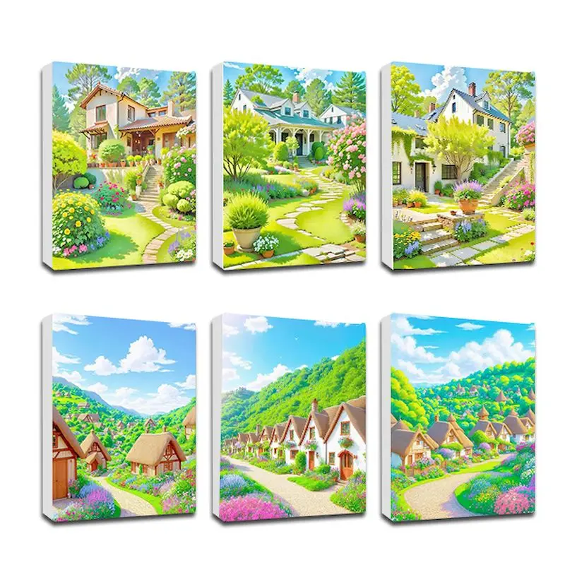 CHENISTORY 40x50cm Picture By Number Rural housing  Kits Home Decor Painting By Numbers Drawing On Canvas HandPainted Art Gift