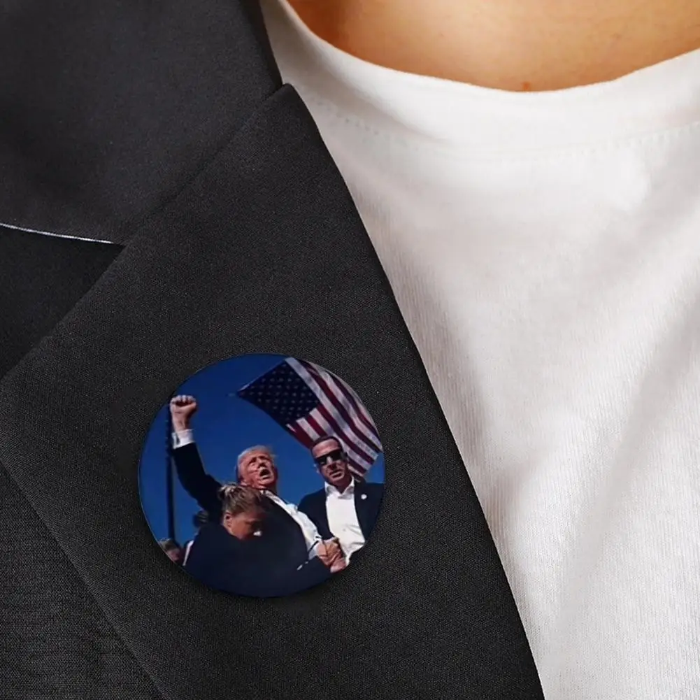 Campaign Lapel Brooch Trump Patriotic Election Rally Survivor Print President Anti-slip Supporter Political