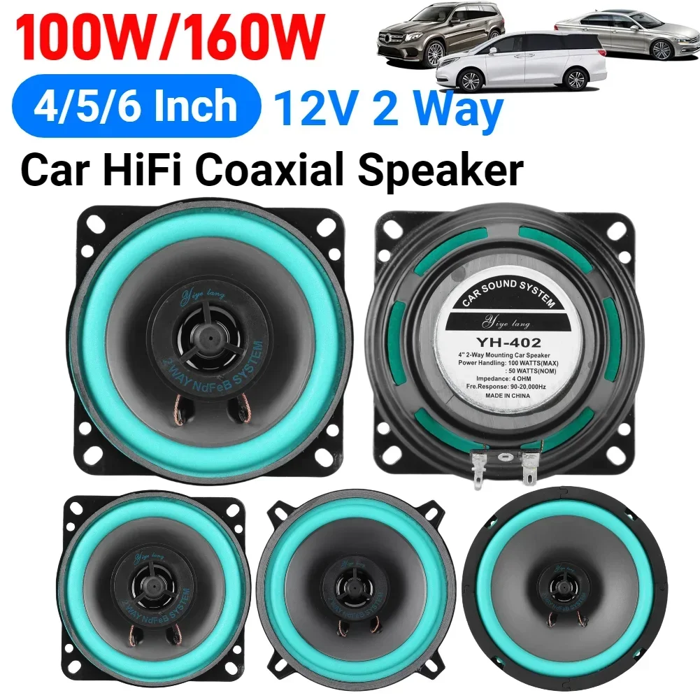 4/5/6 Inch Car Speakers 100/160W HiFi Coaxial Subwoofer Universal Auto Audio Music Stereo 12V Full Range Frequency Car Speaker