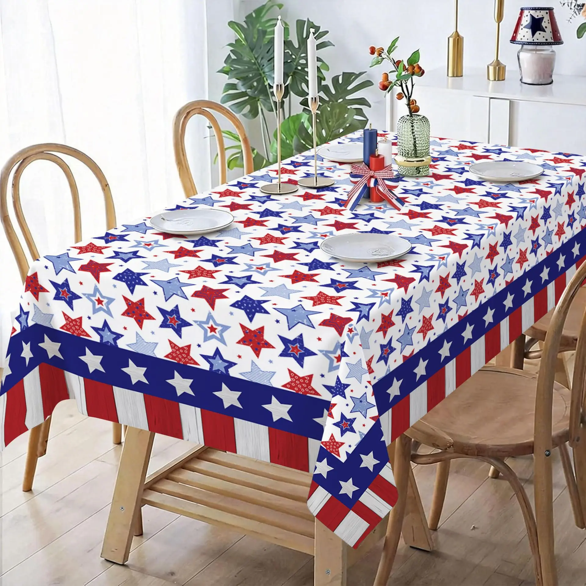 American Decoration Tablecloth Polyester Festival 250/semiquincentennial Independence Day Decoration Table Cloth Rectangle Cloth
