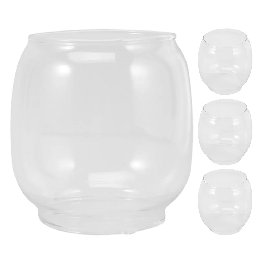 4Pcs Round Glass Lamp Shade Clear Vintage Lantern Cover for Garden Patio Camping Outdoor Decoration Oil Lamp Parts