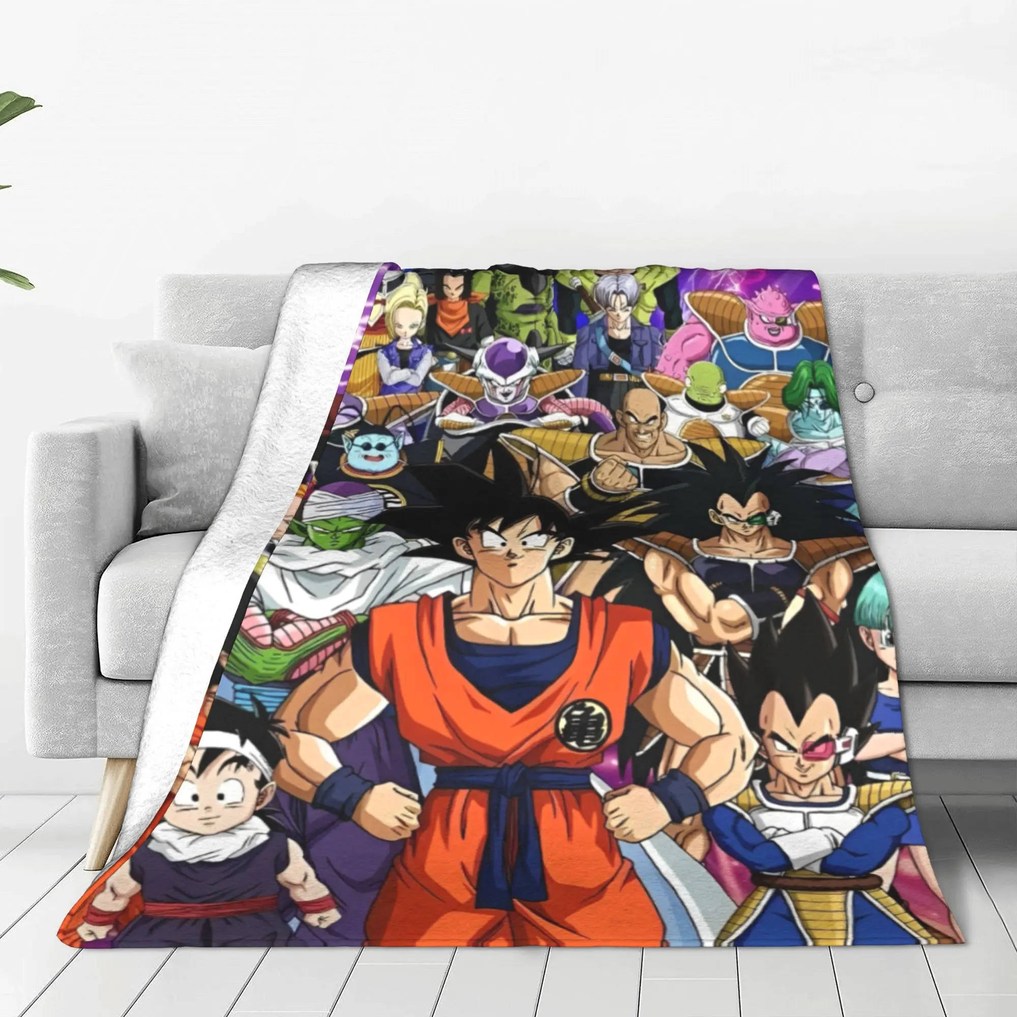 D-Dragon-Ball Japan Cartoon Knitted Blankets Flannel Son Goku Anime Warm Throw Blanket for Outdoor Travel Home Couch Quilt