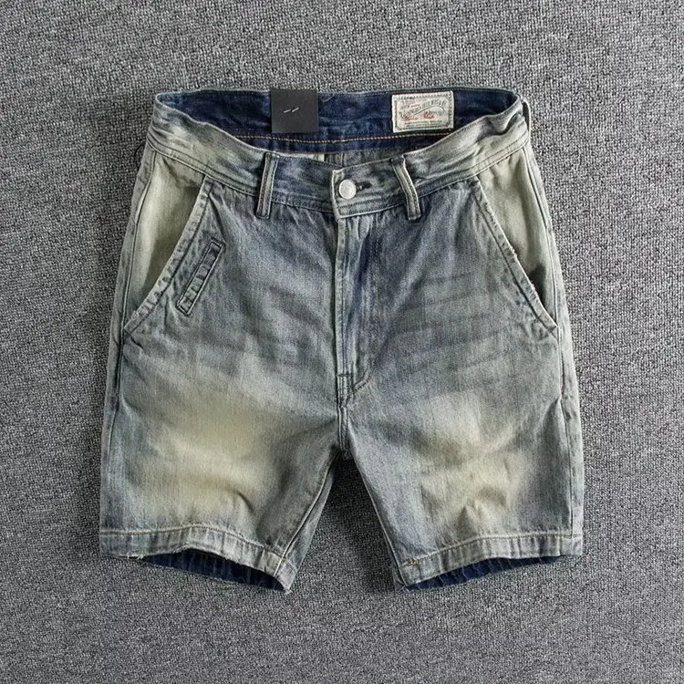

Men's Denim Shorts Casual Straight Leg Workwear Summer Fashion Loose Fit Youth Popular Five-Quarter Length Zipper Closure