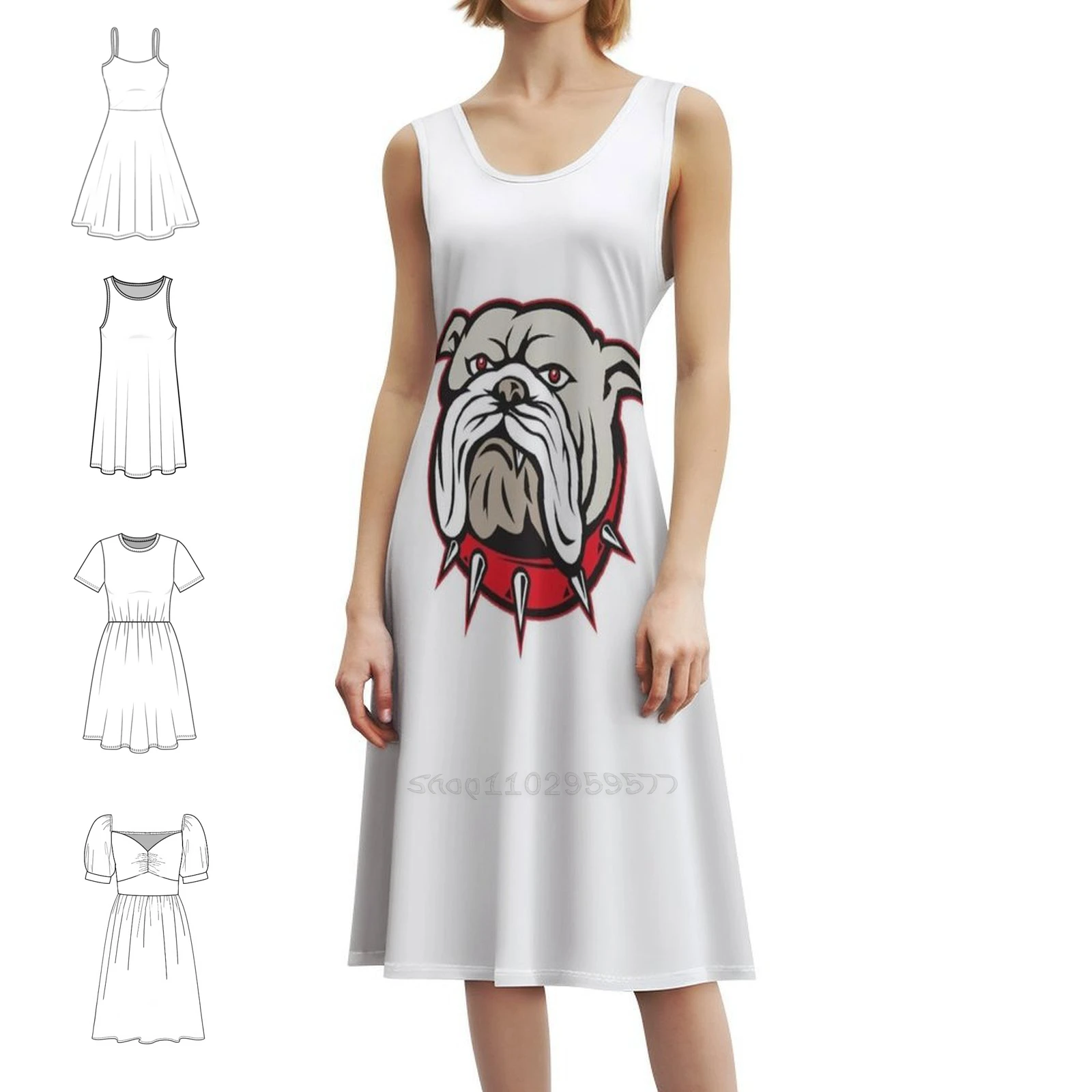 

ambi Anjing богемное платье без рукавов с несколькими принтами, пляжное праздничное платье для отдыха Dawgs Dawgs, футбольное платье Dawgs для девочек