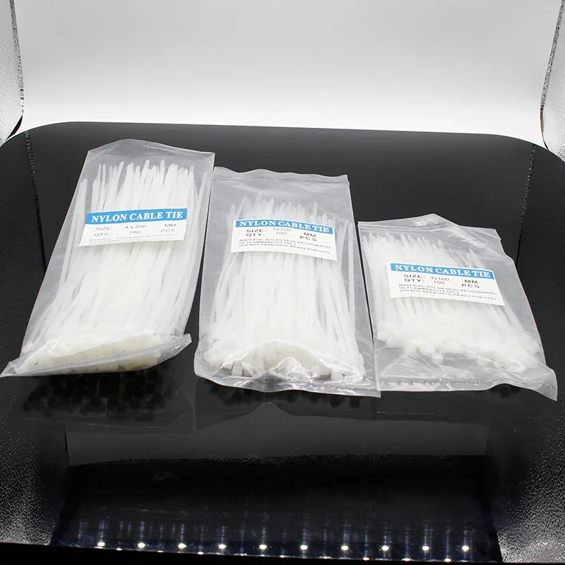 300 قطعة كابل نايلون الذاتي قفل الأسلاك البلاستيكية البريدي العلاقات مجموعة 3*100 3*150 4*200 MRO ومثبتات الإمدادات الصناعية وكابل الأجهزة