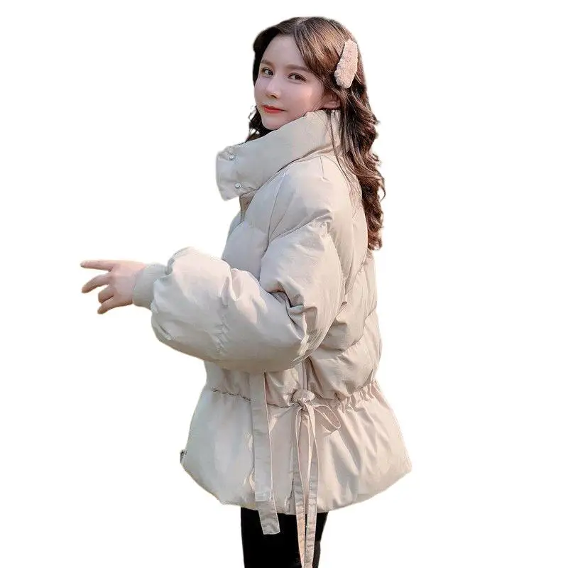 

Japanese Harajuku Parkas Waterproof Women Jacket Winter Coat Warm Female Standing Neck Drawstring Large Pocket Bread Jacket