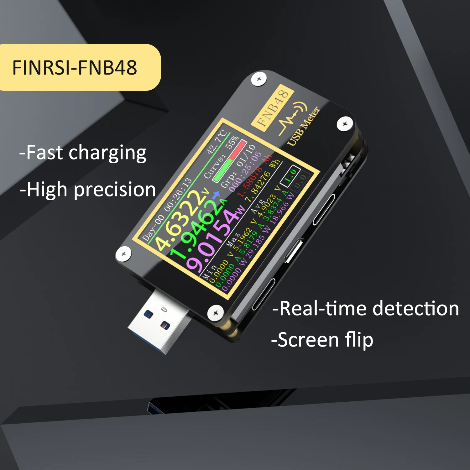 FNB48 Woltomierz wyzwalający PD Amperomierz Tester prądu USB QC4 PD3.0 2.0 PPS Wielofunkcyjny test pojemności na protokół szybkiego ładowania