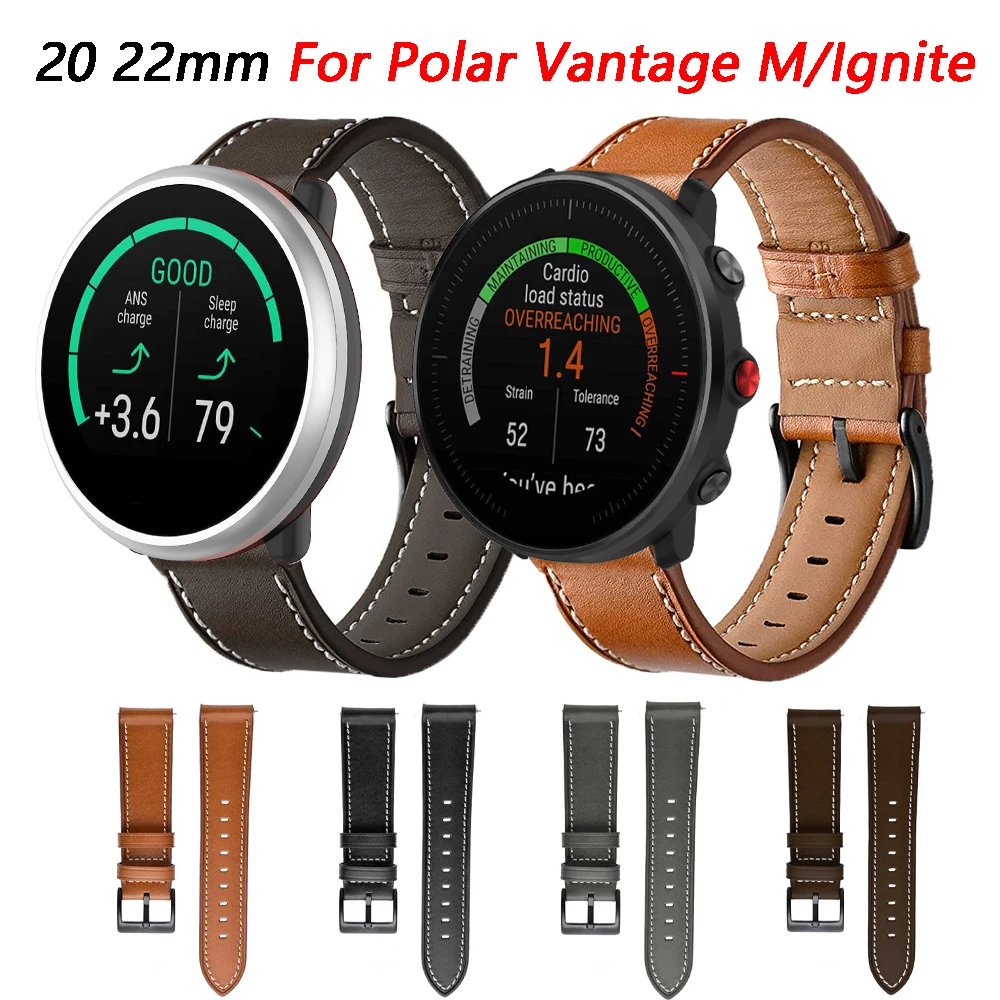 Leather Watchband Bracelet For Polar Grit X/X Pro/Vantage M/M2/ Watch Strap Ignite/2/3/Unite 20 22mm Replacemen Wrist Band Belt