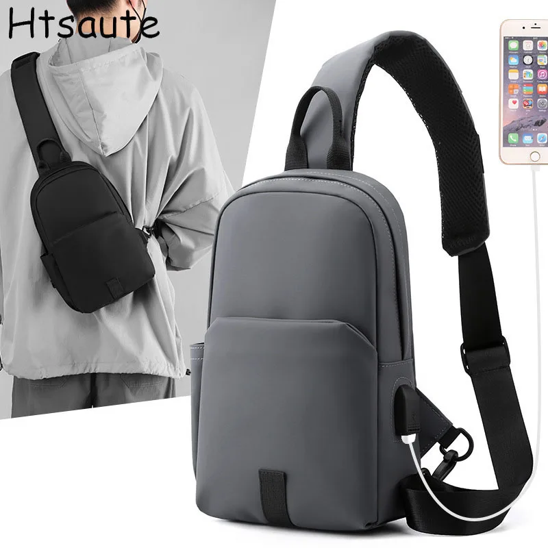 

Man Sling Shoulder Chest Bags Lightweight Waterproof with USB Charging For Hiking Cycling Travel Crossbody Chest Bag Backpack