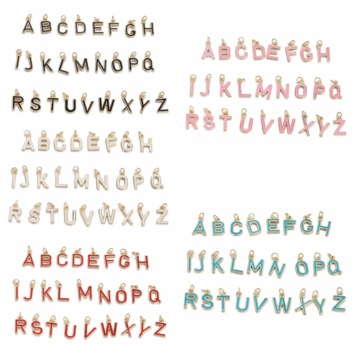 5Colors A-Z Letter Enamel/Drip Oil Charms Alphabet Initial Letter Handmade Pendant for Jewelry Making DIY Bracelet Necklace