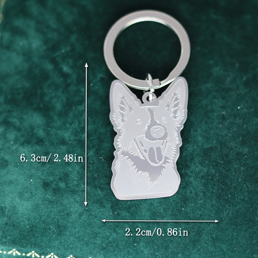 QIMINGHandmade Keeshond Cute Dog Keychain For Women Cartoon Jewelry Lovely Animal Stainless Steel Keychain