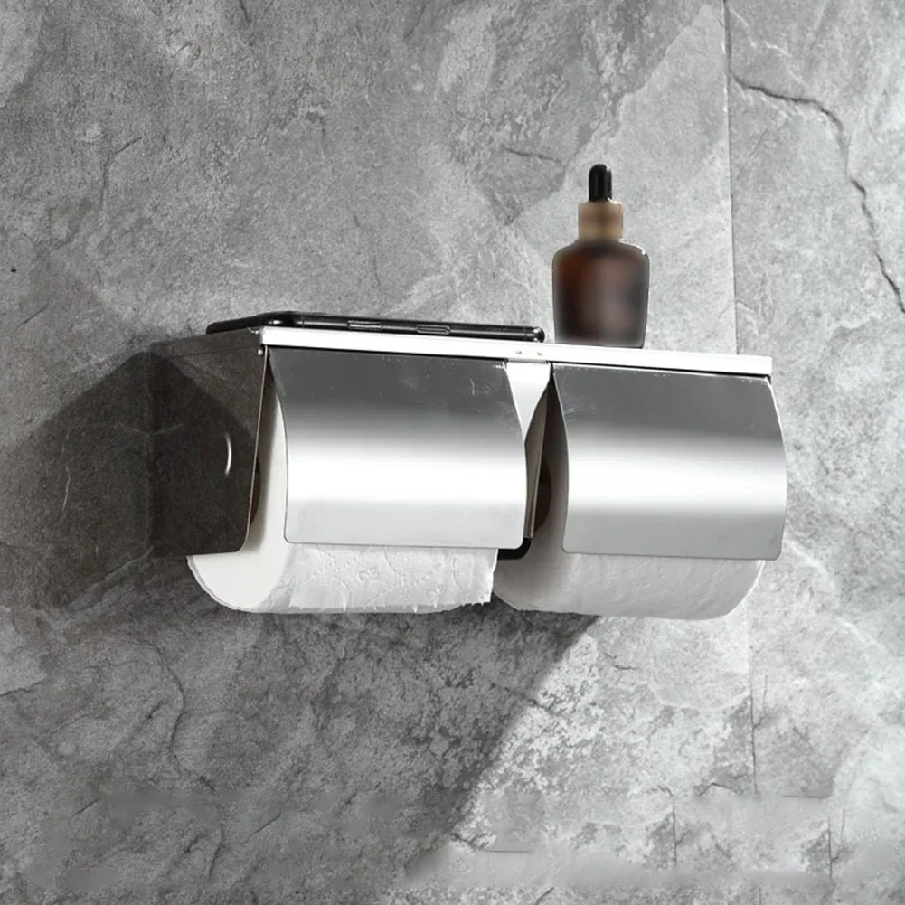 

Stainless Steel Waterproof Bathroom Double Roll Toilet Paper Holder Dispenser Washroom Toilet Paper Holders