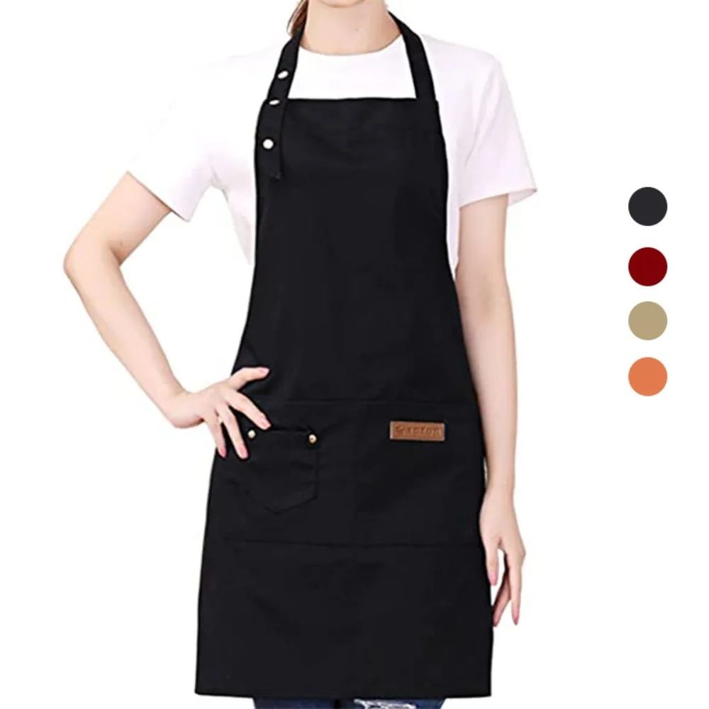 2024 Anti-fouling and Waterproof Apron Black Adjustable Home Restaurant Milk Tea Advertising Fashion Apron