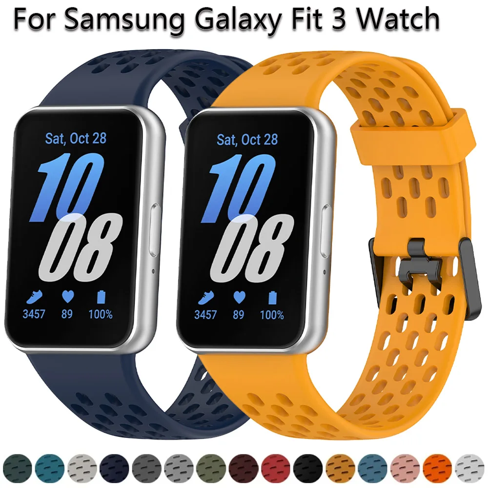 Correa de silicona para Samsung Galaxy Fit 3, pulsera deportiva transpirable, pulsera de repuesto para reloj inteligente, Correas para Fit3