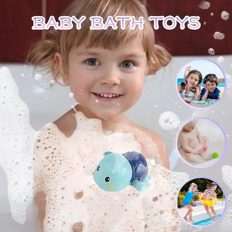 Wind Up Turtle Water Toy Cute Bathtub Toys Water Bath Time Bathtub Shower Toy For Kids Floating Bath Animal Water Toys