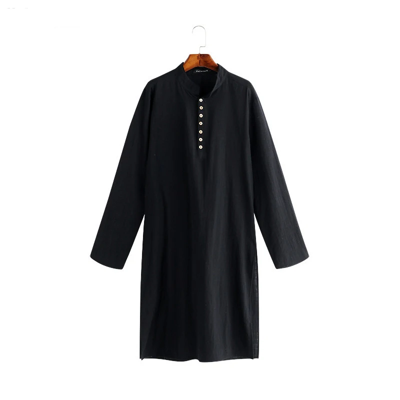 Robe musulmane à manches longues en coton pour hommes, vêtements islamiques arabes, chemise pakistanaise, caftan, grande taille, 5XL