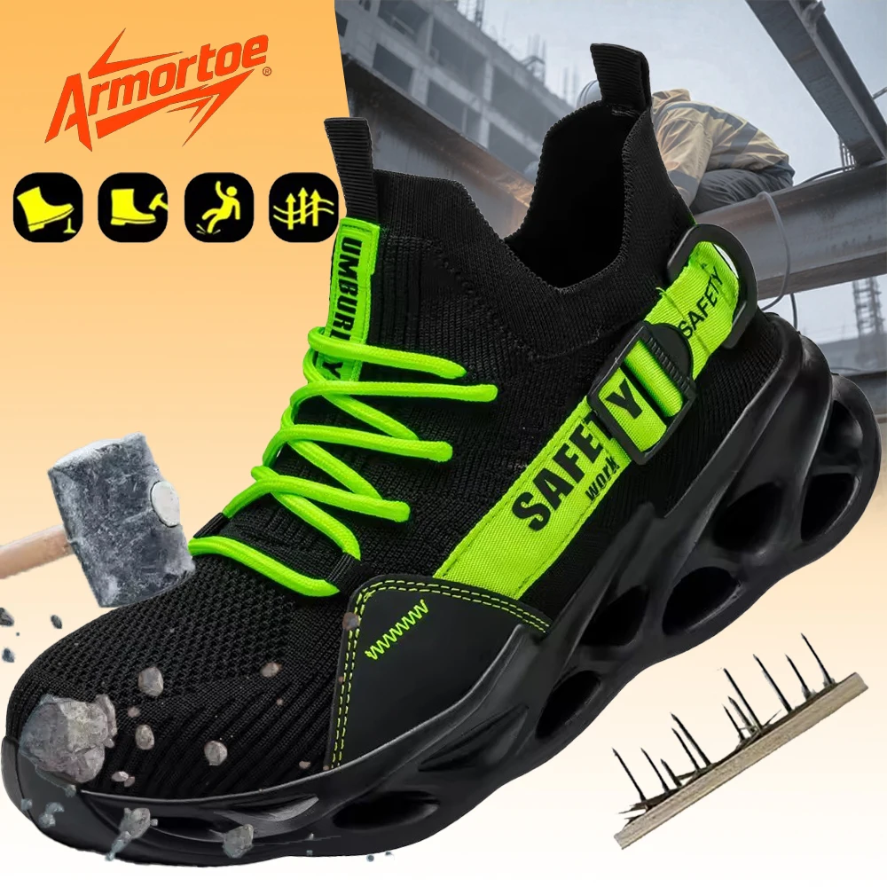 

ArmorToe Four Seasons Section Steel Head Anti-smash Safety Shoes Comfortable Breathable Wear-resistant Work Shoes #Armor2718