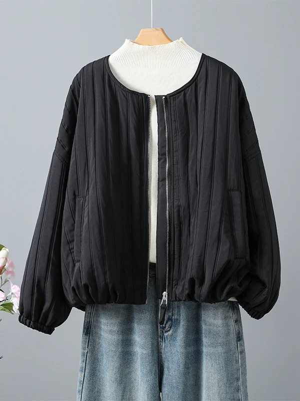 

Thiened, свободная круглая хлопковая куртка Ne ort, женская зимняя новинка, повседневная верхняя одежда на молнии, удобное хлопковое пальто