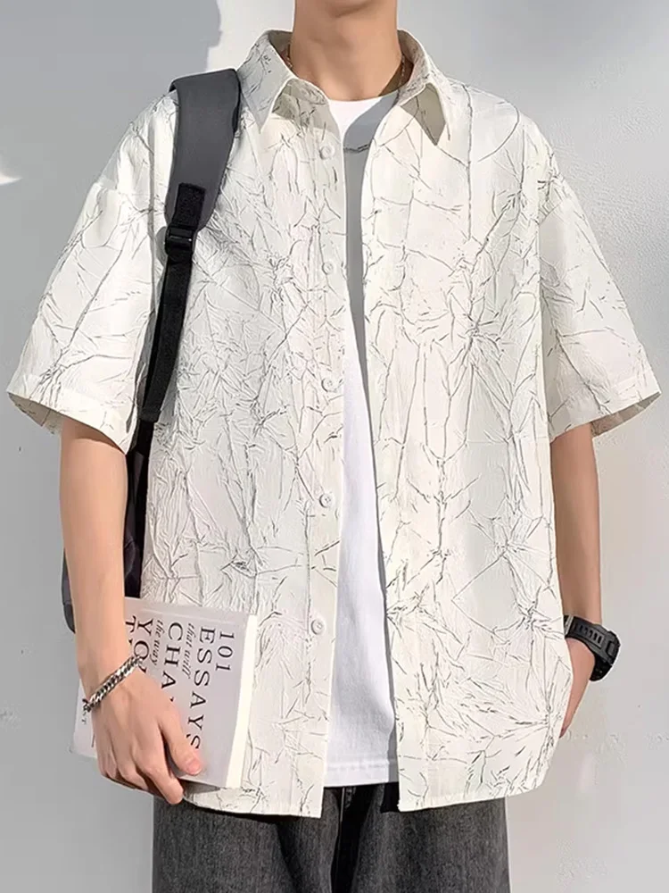 

Men's Loose Fit ort Sve irt Thin Summer Casual Sle Vintage Japanese Seven-Quarter Sve Outerwear Breathable Cool F...