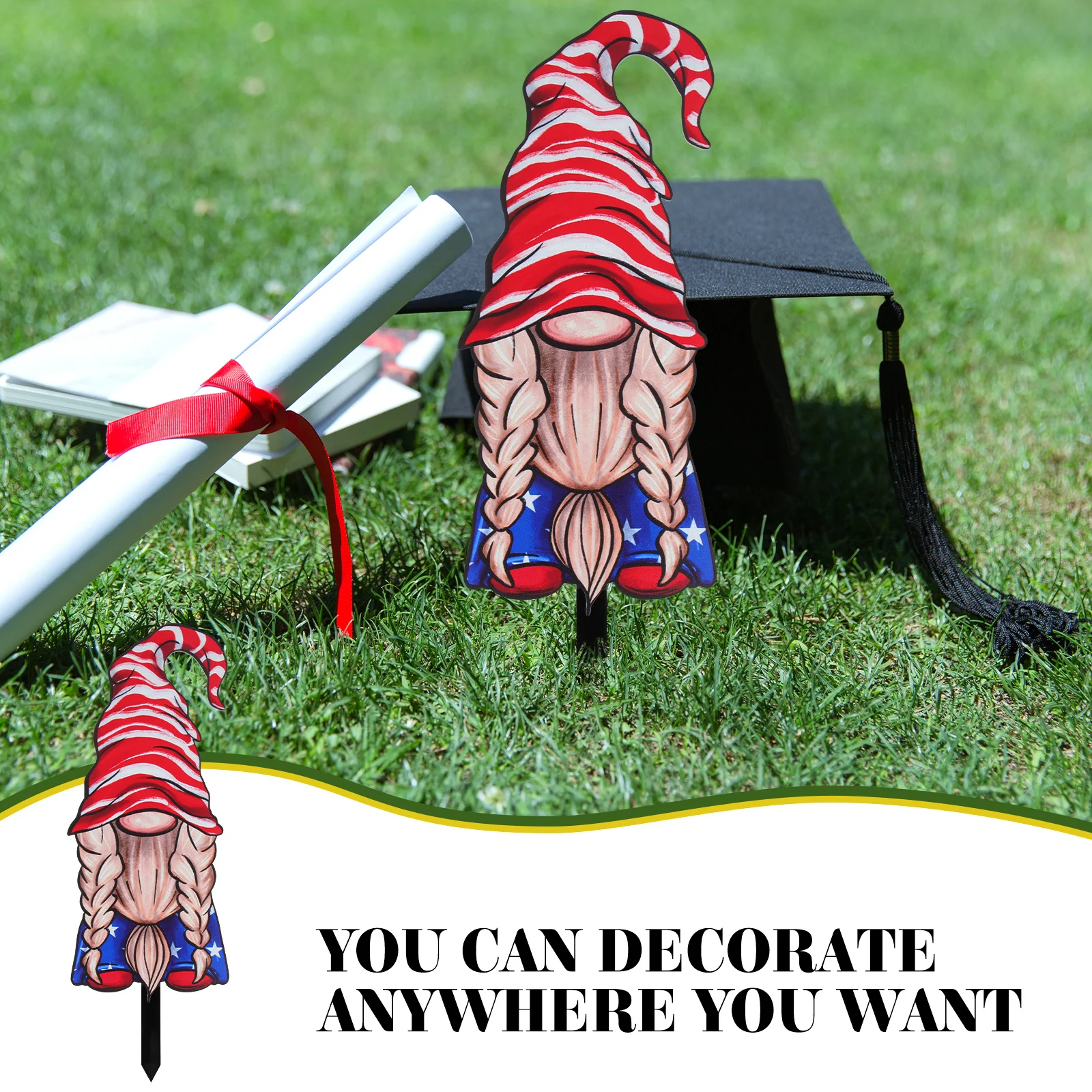 

Gnome Yard Signs Acrylic Patriotic Stake Decorations for Independence Day Party Garden Lawn stakes durable practical PARTY