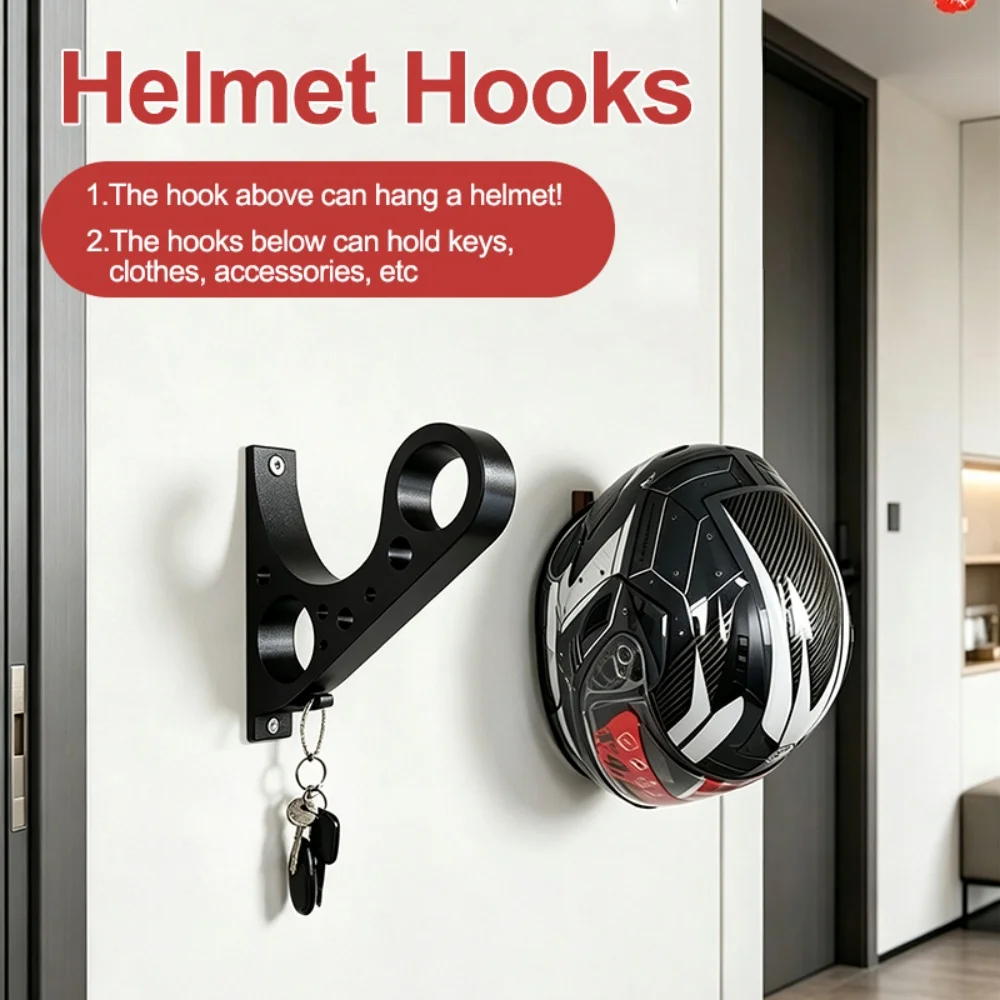 Wall Mount Motorcycle Helmet Holder Hook Multi Purpose Key Display Bracket Anti Scratch Rack For Full Face Helmet Garage Storage