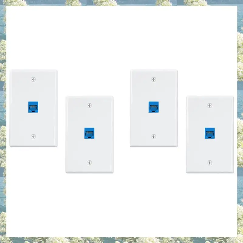 لوحة حائط إيثرنت جديدة مكونة من 4 منافذ، RJ45 Cat6 أنثى إلى أنثى جاك لوحات وجه مقرنة مضمنة، منفذ واحد