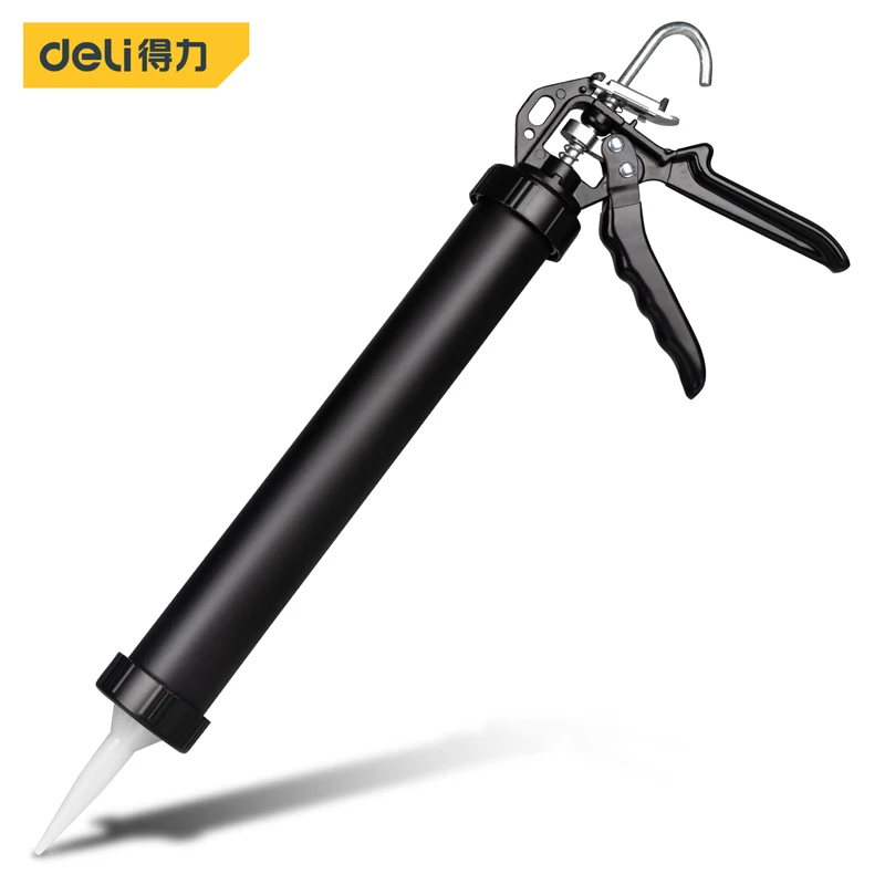 Deli 1 Pcs 15'' Black Glue Press Gun Multifunctional Portable Industrial Hand Tool Three-axis Force-saving Cylindrical Glue Gun