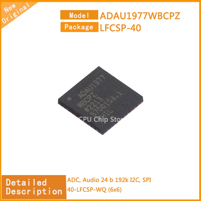 

5Pcs/Lot New Original ADAU1977WBCPZ ADAU1977 ADC, Audio 24 b 192k I2C, SPI 40-LFCSP-WQ (6x6)