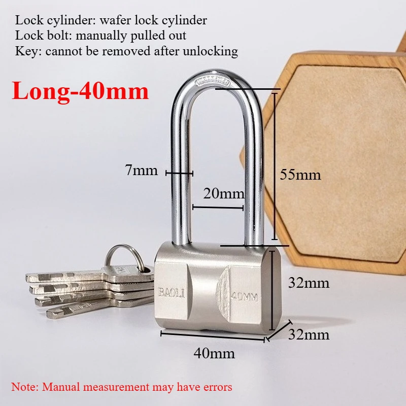 Heavy Duty Padlock Waterproof Anti-theft Padlock Stainless Steel Rust Proof Safely Security Lock with Keys