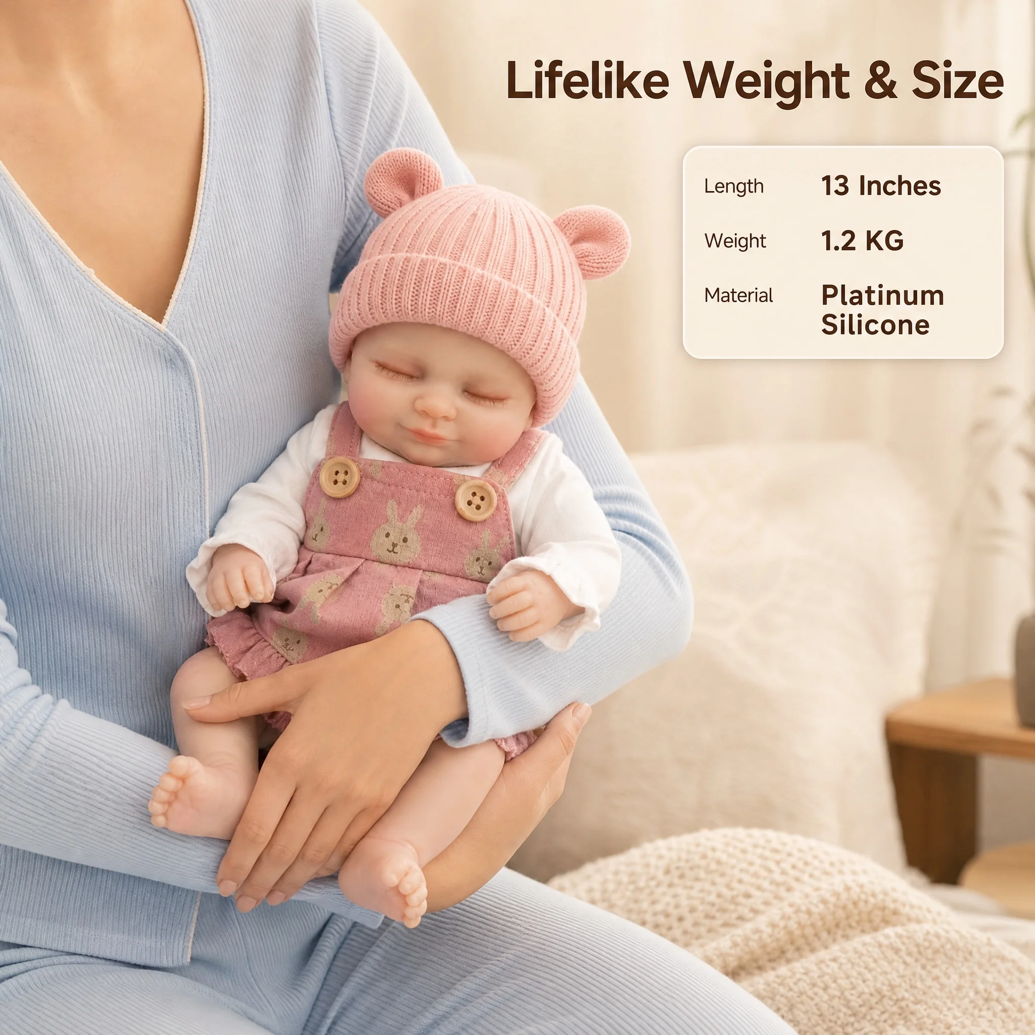 NPK 12inch Solid Silicone Smile Baby Doll in Silicone Version Elastic Strechable Mouth can Open Collectible Art Doll