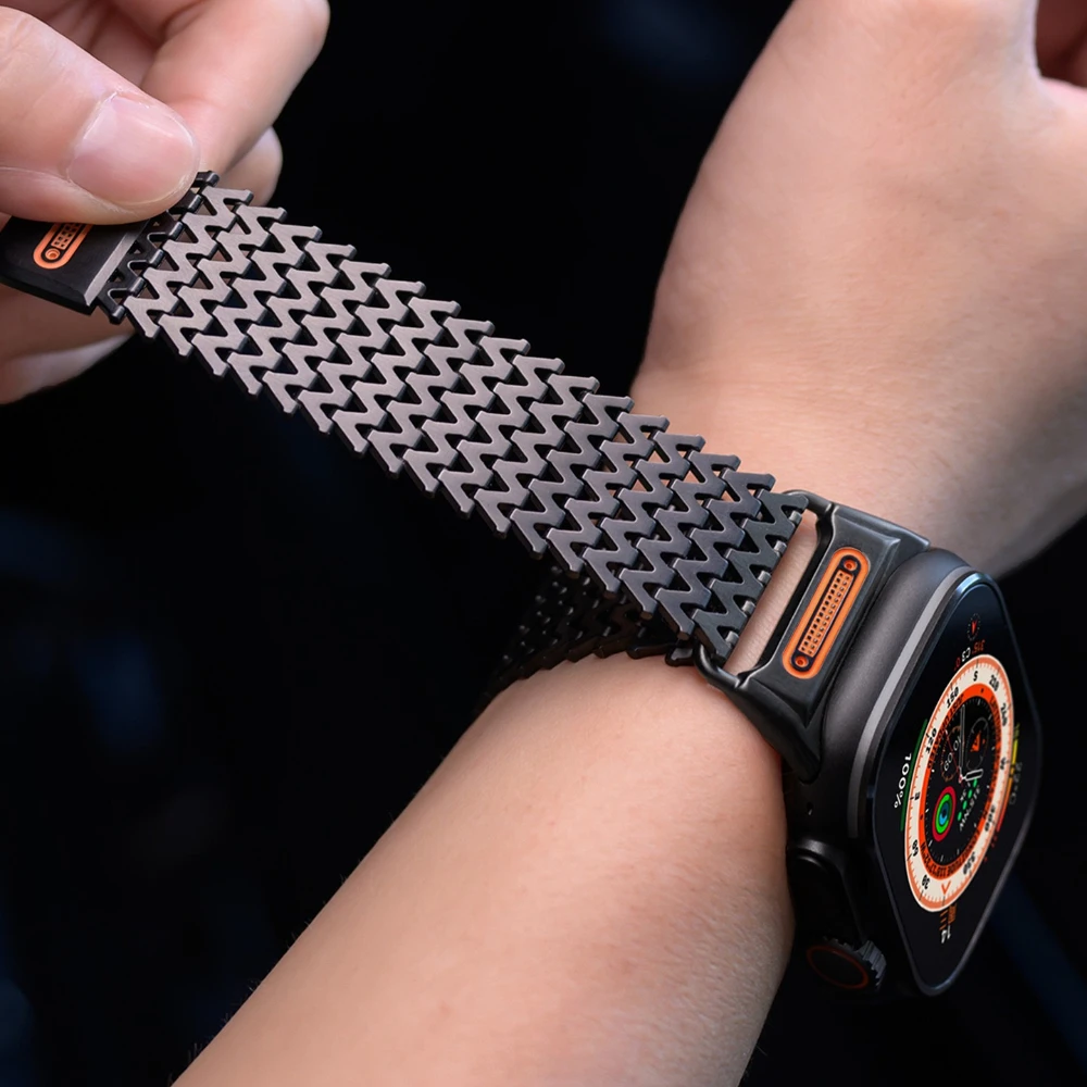 الفاخرة الفولاذ المقاوم للصدأ حزام ل سوار ساعة أبل الترا 49 مللي متر 46 مللي متر 45 مللي متر التيتانيوم اللون المغناطيسي سوار ل IWatch 10 9 8 7 6 SE