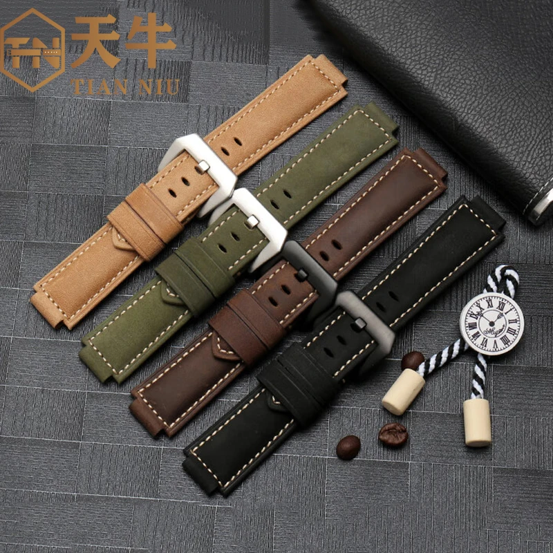 TIMEX 조수 스트랩 TW2R55500 T2N720 T2N721 T2N739 시리즈 24mm 제기 16mm 소 가죽 스트랩 남성용 팔찌 액세서리 선물 도구