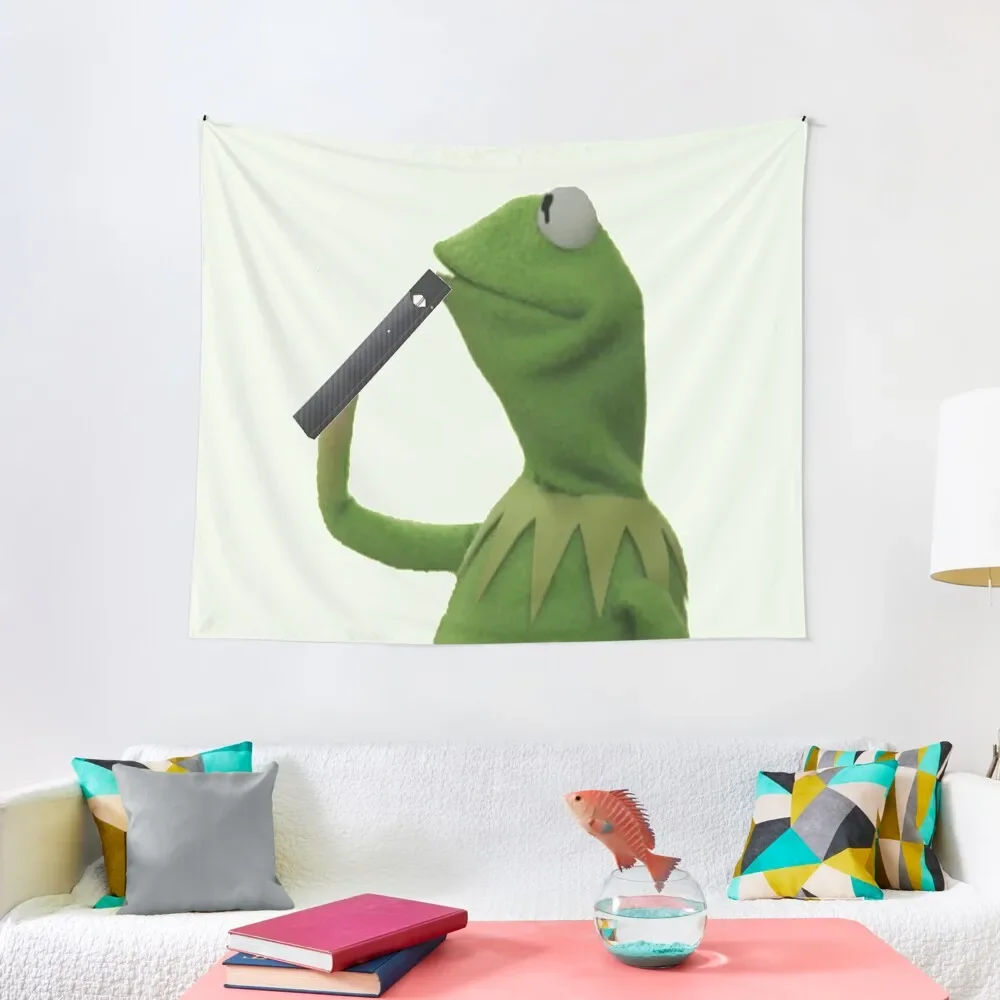 Kermit Vapes Tapestry Kawaii Room Decor Cute Decor Tapestry