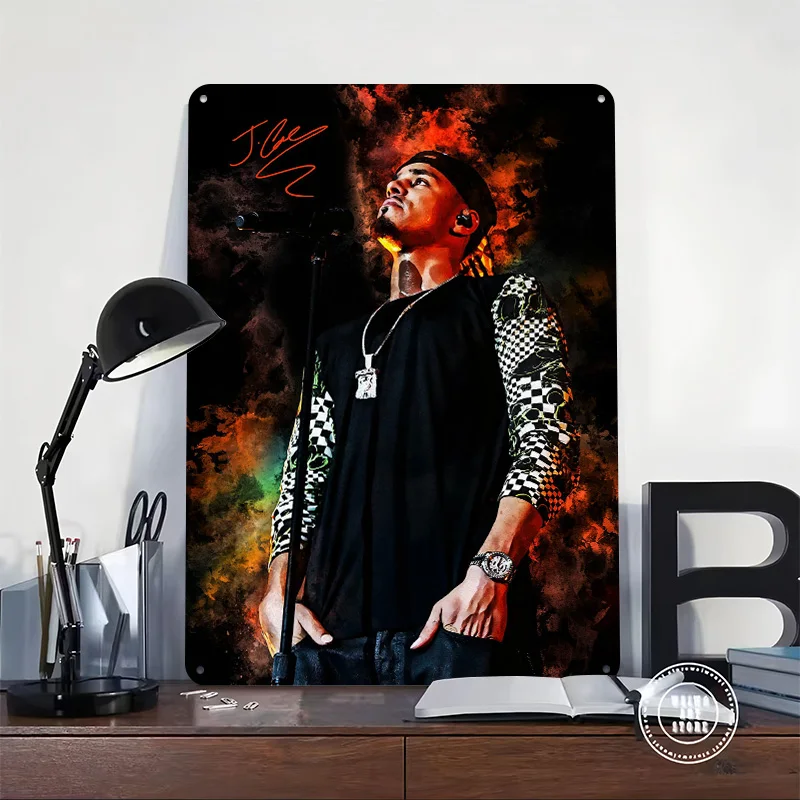 J. Cole Portrait Poster Retro 3D Printed Metal Signs Customized Wall Hanging Gift for Modern Home Decoration Room Vintage Decor