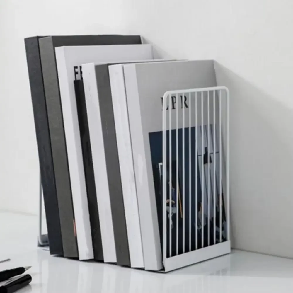 Durable Hollow Metal Bookends Anti-slip Reusable Simple Book Stand Sturdy Vertical Document Holder Letters
