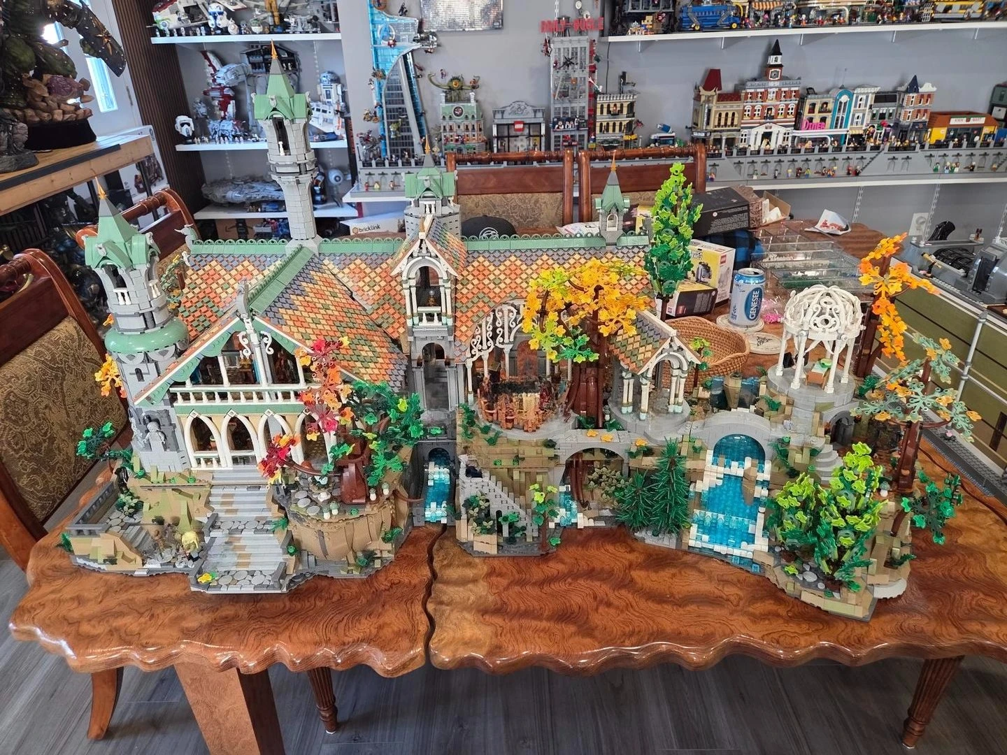 Moc Rivendell Extension House and Mountain Base Architecture Building Blocks Model Showcase Set Diy Assembly Toys Festival Gifts