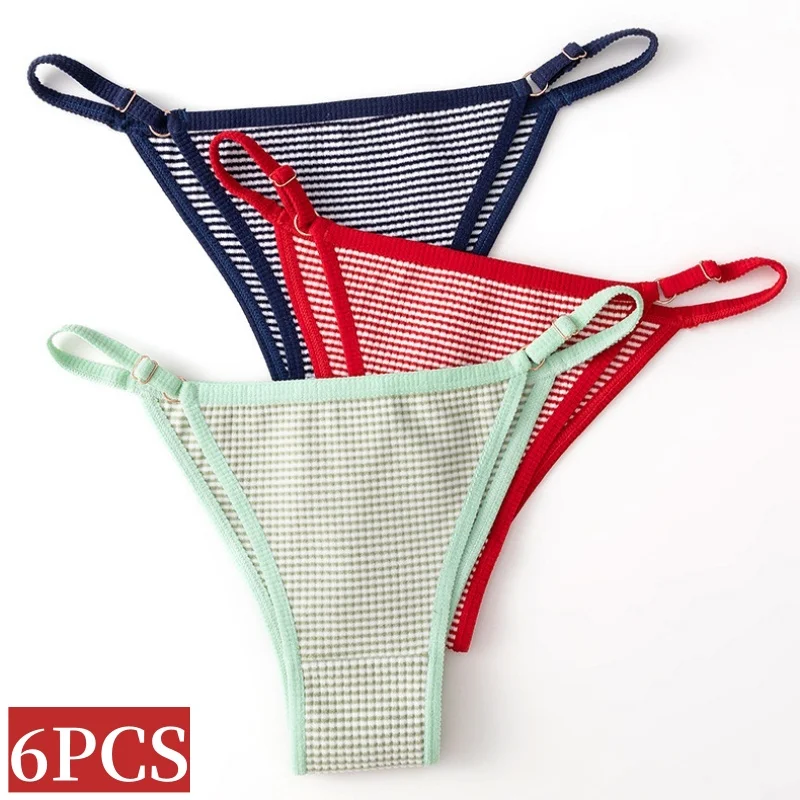

6PCS/Set Women Brazilian Panties Elastic Adjustable Briefs Comfort Winter Warm Underwear Female G-string Sexy Lingerie S-XL