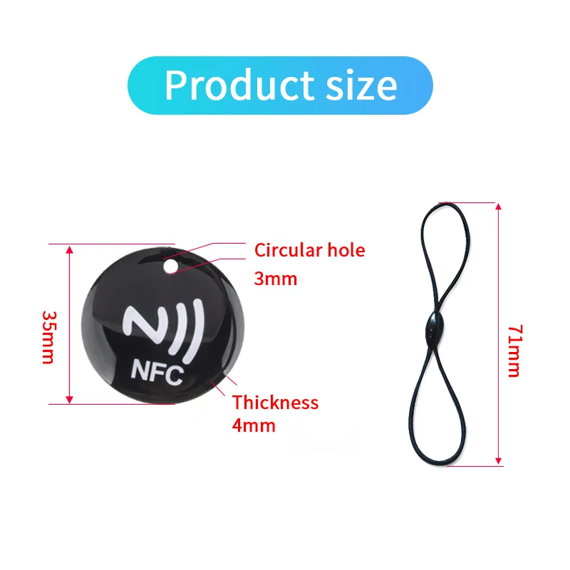 3pcs/5pcs For All NFC Enabled Phone NFC Tags Lable Ntag213 Epoxy Card RFID 13.56MHz 144 Bytes RFID Token With Rope  Waterproof