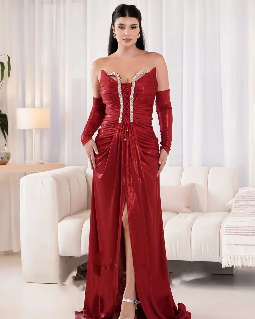 カスタマイズされたレトロエレガントなラインストーンシャーリングマーメイドスイートハートロングドレスオーダーメイドオケージョンドレス高品質サイズあり