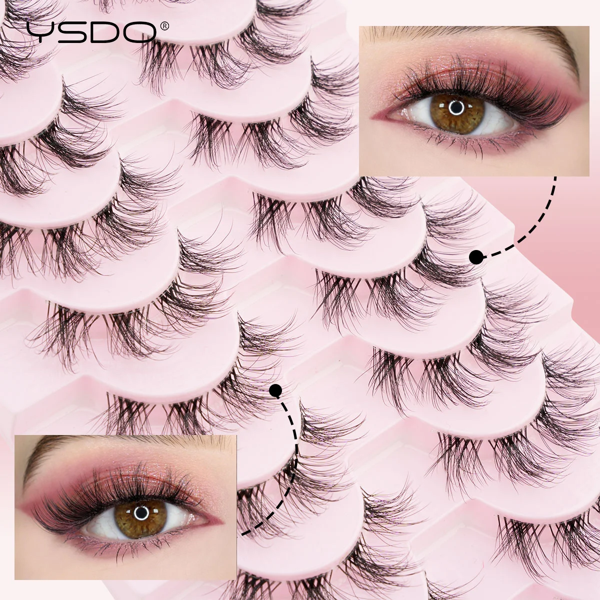 YSDO Fluffy ciglia finte 3/10 paia di ciglia naturali Cat Eye Wispy Faux 3d ciglia di visone strumenti per il trucco ciglia ricci morbide e spesse