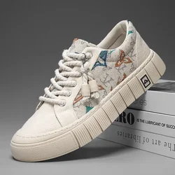 Fashion Canvas Sneakers Men Breathable Flat Shoes Summer Casual Shoes For Men New Man's Sneakers 2024