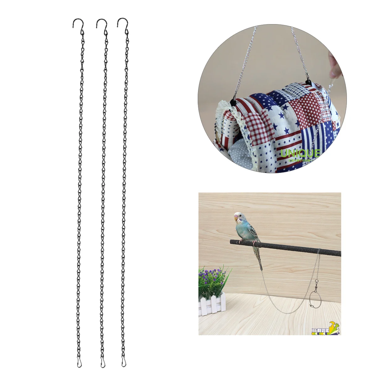 

4Pcs Hanging Chains Black Weather Resistant Adjustable Hooks for Bird Feeders Plant Baskets Lanterns Suet Basket Hangers