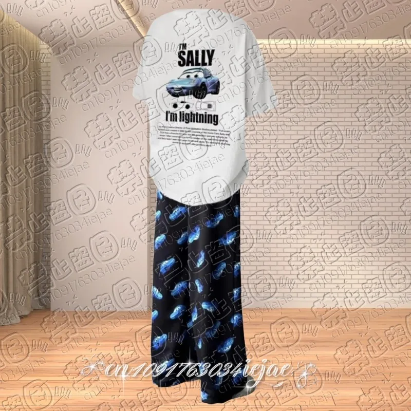 2026 حار هالوين الخريف/الشتاء سيارات البرق ماكوين و سالي تي شيرت مع بنطلون بيجاما بدلة كبيرة الحجم الكبار/أطفال الملابس #3