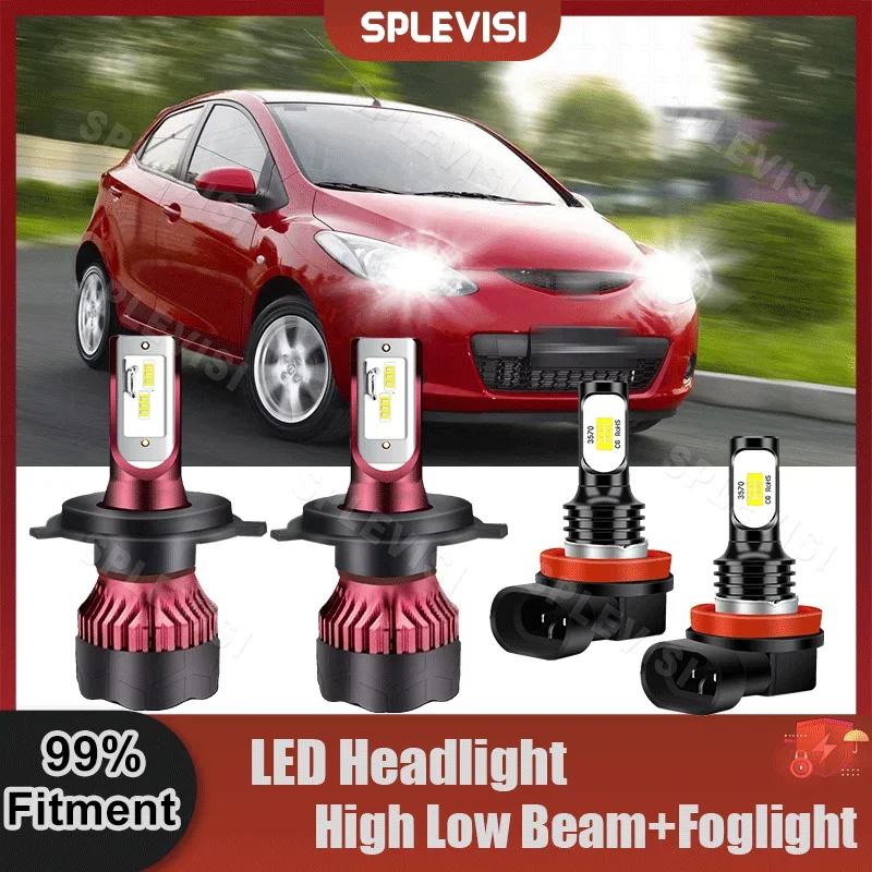 All-In-One LED Headlight Bulbs High Low Beam H4+H11 Foglamp Combo Set 9V-36V 270W For Mazda 2 2011 2012 2013 2014 Car Lights