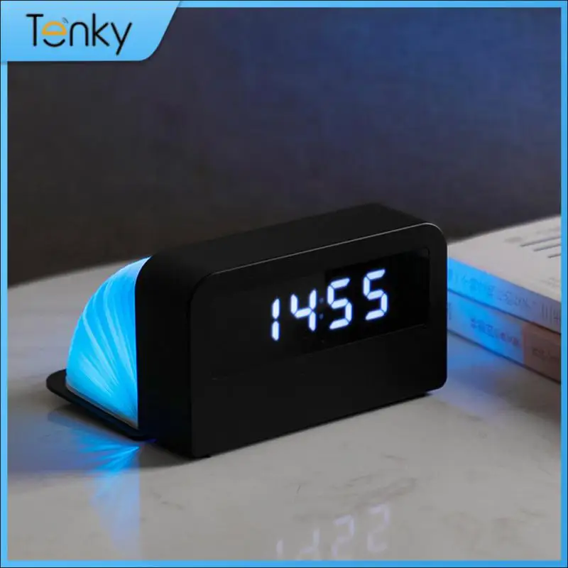 Hot Selling LED Digital Time Light Alarm Clock Home Night Light Colorful Gradient Desktop Small Clock