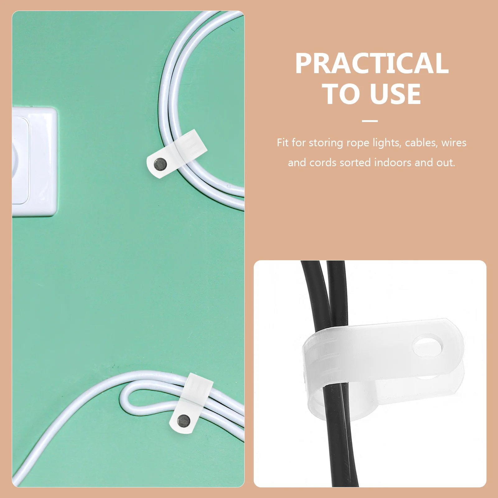 

1000Pcs Rope Light Clip Plastic Wire Clamp Mounting Clips Cord Holder for Wall Outdoor Lighting Decoration Rope Light Clips