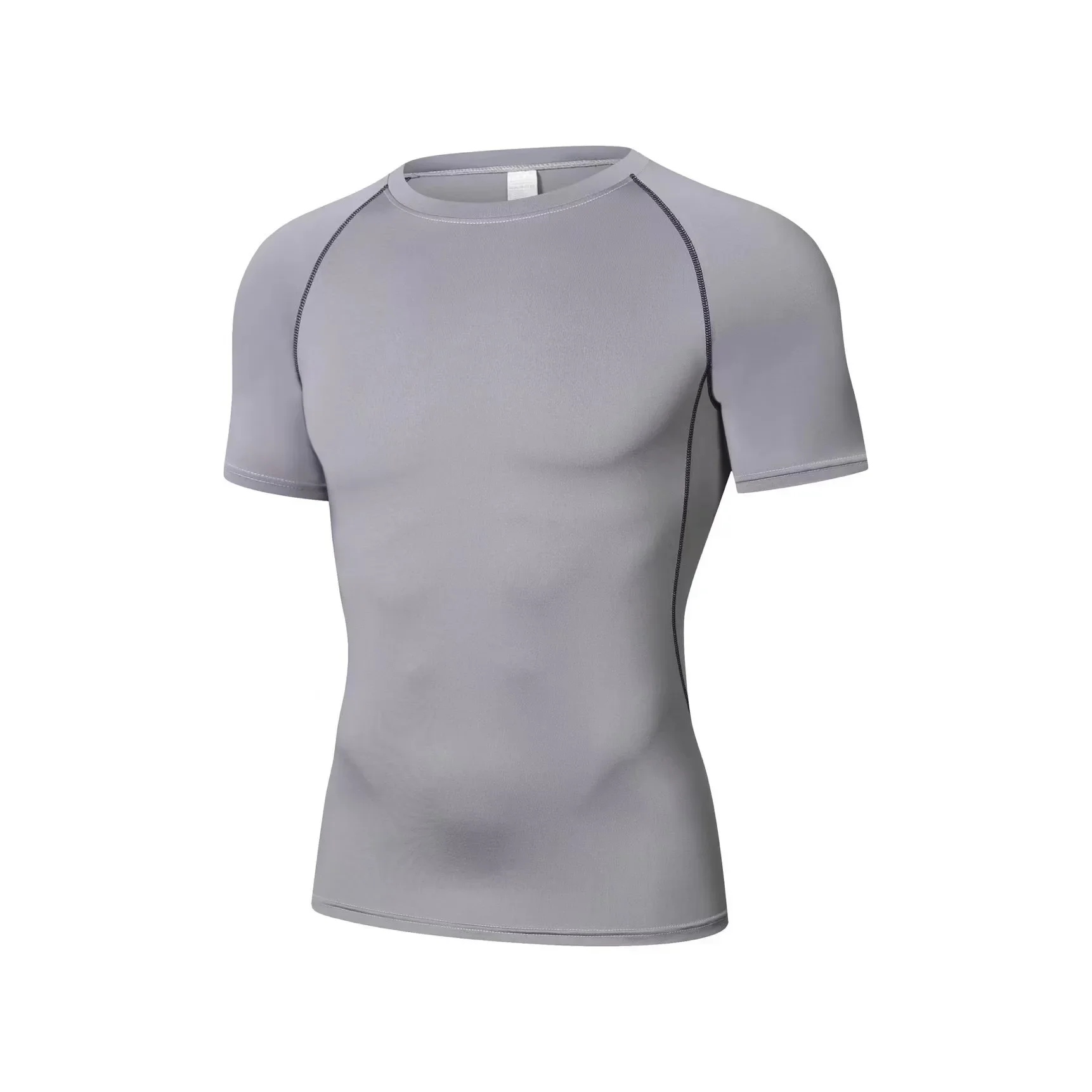 Multi Functional Outdoor Sports T-shirt Men's Tight Fitting Fitness Short Sleeved Quick Drying Elastic Quick Drying T-shirt
