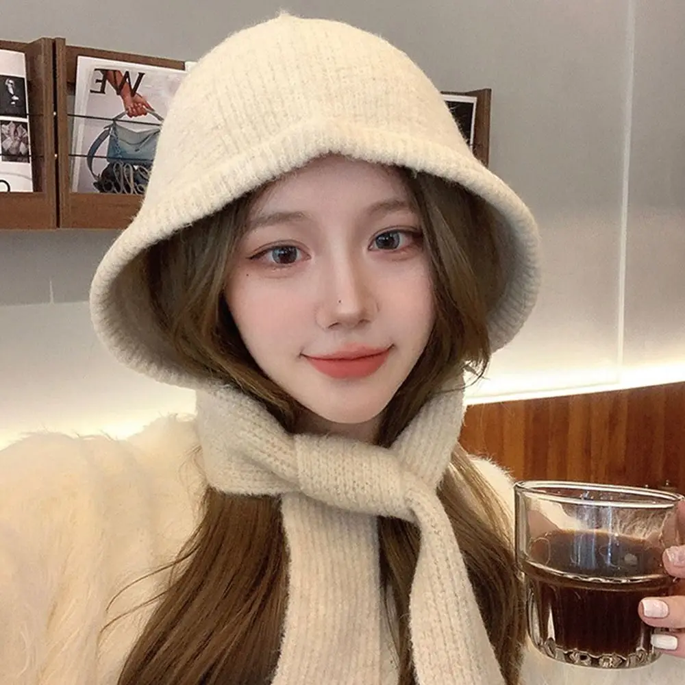 

Coldproof Knitted Balaclava Hat Windproof Thicken Warm Pullover Cap Strap Bow Ear Protection Hat Cold Weather